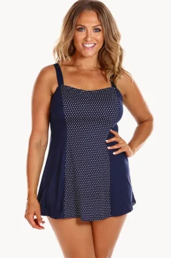 One Pieces|Capriosca Dots Swim Dress One Piece Navy/white