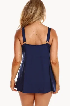 One Pieces|Capriosca Dots Swim Dress One Piece Navy/white