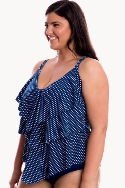 Tankini Tops|Capriosca Dots Tiered Tankini Separate Navy/white
