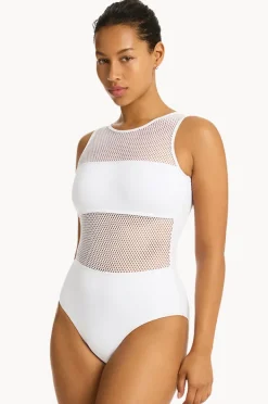 One Pieces|Sea Level Drift High Neck One Piece WHITE