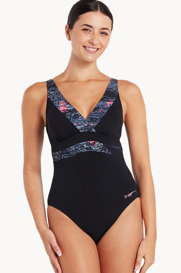 One Pieces|Zoggs Dusk Square Back One Piece Black/Grey