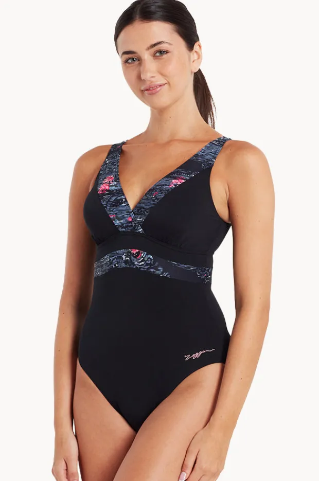 One Pieces|Zoggs Dusk Square Back One Piece Black/Grey