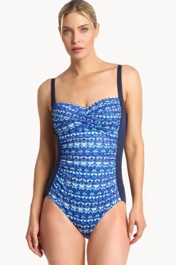 One Pieces|Poolproof Dynasty D Cup Cross Front One Piece Navy