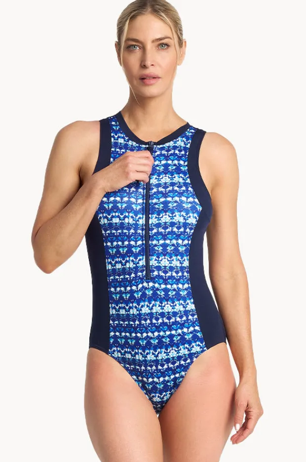 One Pieces|Poolproof Dynasty Zip One Piece Navy