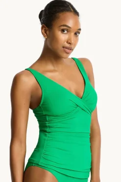 Tankini Tops|Sea Level Eco Essentials Cross Front Tankini Separate Kelly green
