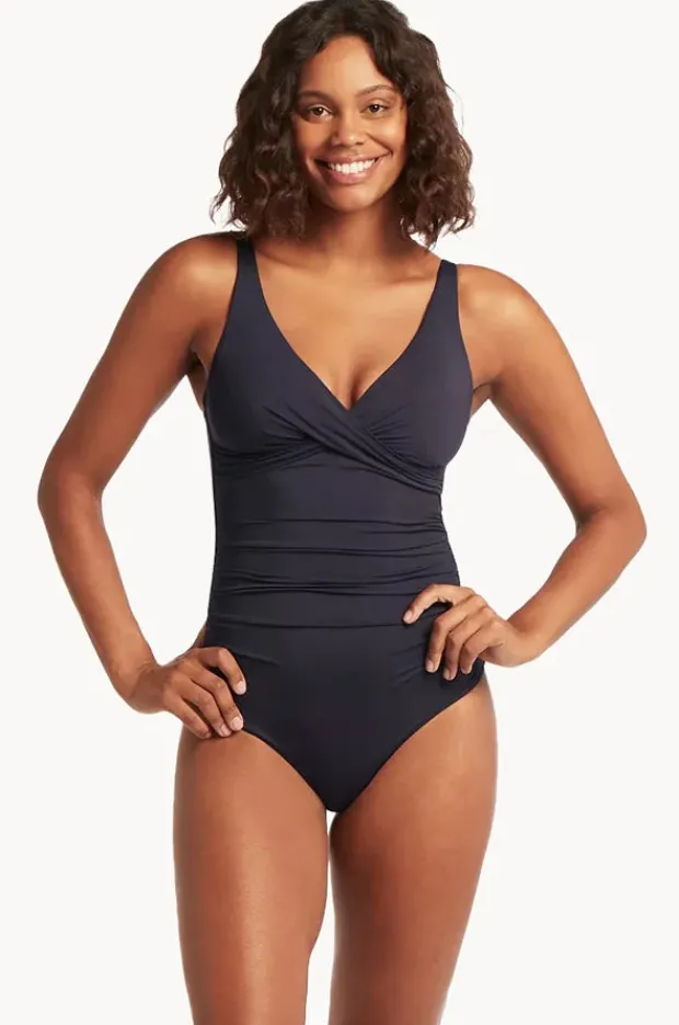 One Pieces|Sea Level Eco Essentials Cross Front One Piece Night sky