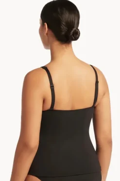 Tankini Tops|Sea Level Eco Essentials Cross Front Tankini Separate Black