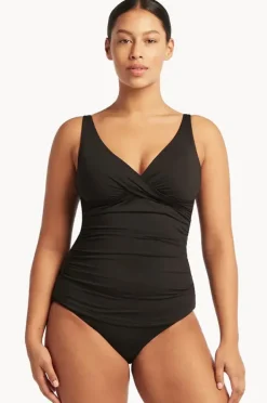 Tankini Tops|Sea Level Eco Essentials Cross Front Tankini Separate Black