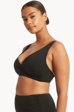 Bikini Tops|Sea Level Eco Essentials Cross Front Bra Black