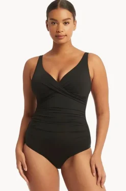 One Pieces|Sea Level Eco Essentials Cross Front One Piece Black