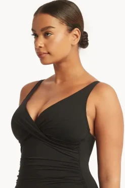 One Pieces|Sea Level Eco Essentials Cross Front One Piece Black