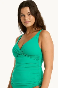 Tankini Tops|Sea Level Eco Essentials Cross Front Tankini Separate Evergreen
