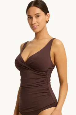 Tankini Tops|Sea Level Eco Essentials Cross Front Tankini Separate Cocoa