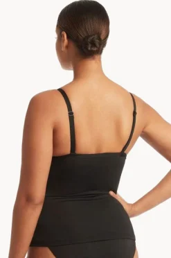 Tankini Tops|Sea Level Eco Essentials DD/E Cup Cross Front Tankini Separate Black