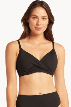 Bikini Tops|Sea Level Eco Essentials DD/E Cup Twist Front Bra Black