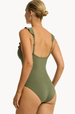 One Pieces|Sea Level Eco Essentials Frill One Piece Khaki