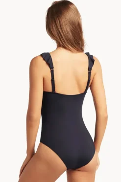 One Pieces|Sea Level Eco Essentials Frill One Piece Night sky