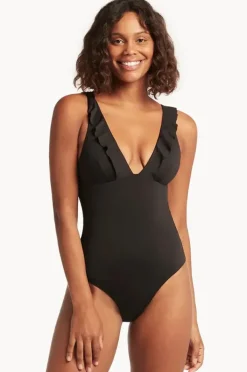 One Pieces|Sea Level Eco Essentials Frill One Piece Black