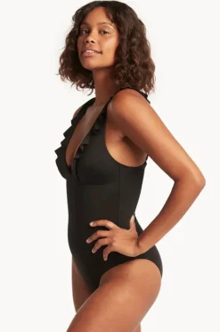 One Pieces|Sea Level Eco Essentials Frill One Piece Black