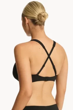 Bikini Tops|Sea Level Eco Essentials G Cup Cross Front Bra Black