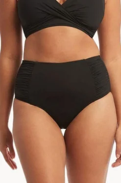 Bottoms|Sea Level Eco Essentials Gathered High Waist Pant Black