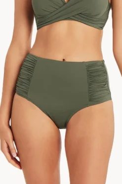 Bottoms|Sea Level Eco Essentials Gathered High Waist Pant Khaki