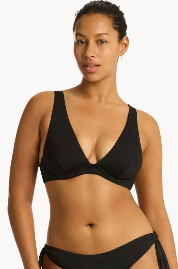 Bikini Tops|Sea Level Eco Essentials Longline Underwire Bra Black