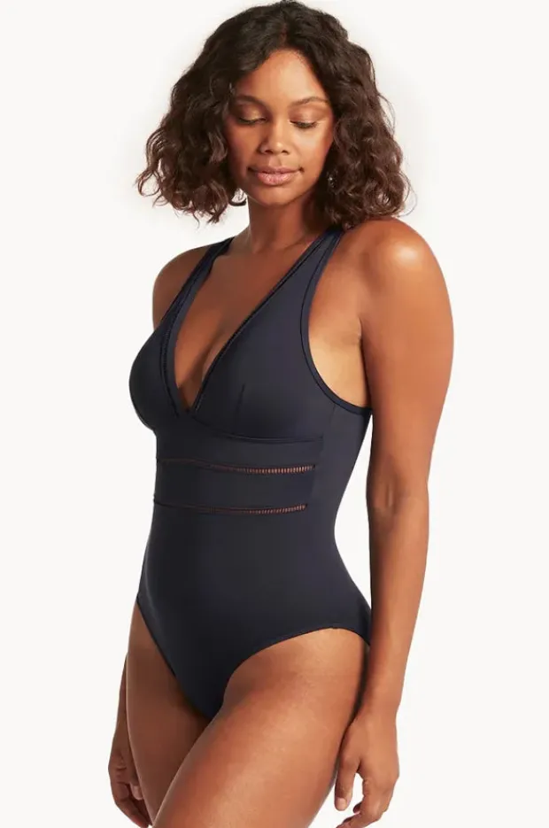 One Pieces|Sea Level Eco Essentials Spliced One Piece Night sky