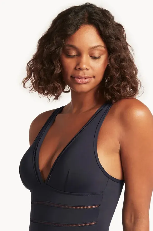 One Pieces|Sea Level Eco Essentials Spliced One Piece Night sky