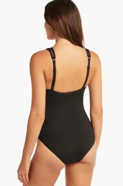 One Pieces|Sea Level Eco Essentials Spliced One Piece Black