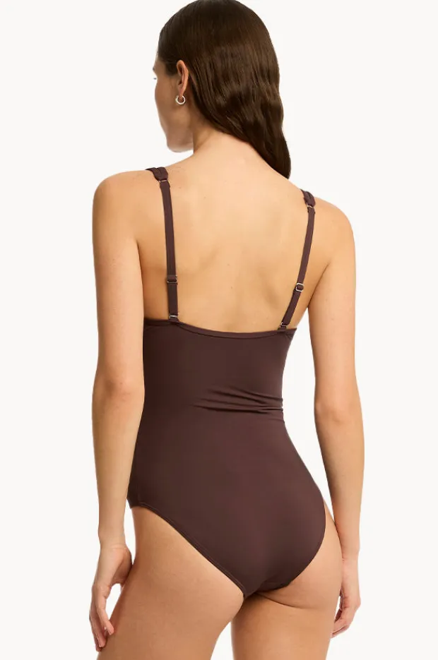 One Pieces|Sea Level Eco Essentials Spliced One Piece Cocoa