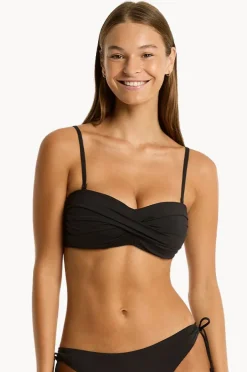 Bikini Tops|Sea Level Eco Essentials Twist Bandeau Black