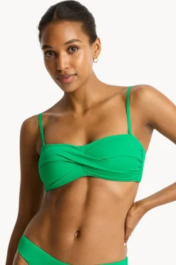 Bikini Tops|Sea Level Eco Essentials Twist Bandeau Kelly green