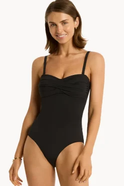 One Pieces|Sea Level Eco Essentials Twist Bandeau One Piece Black