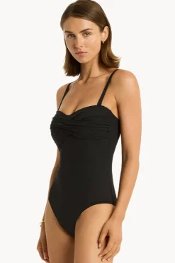 One Pieces|Sea Level Eco Essentials Twist Bandeau One Piece Black