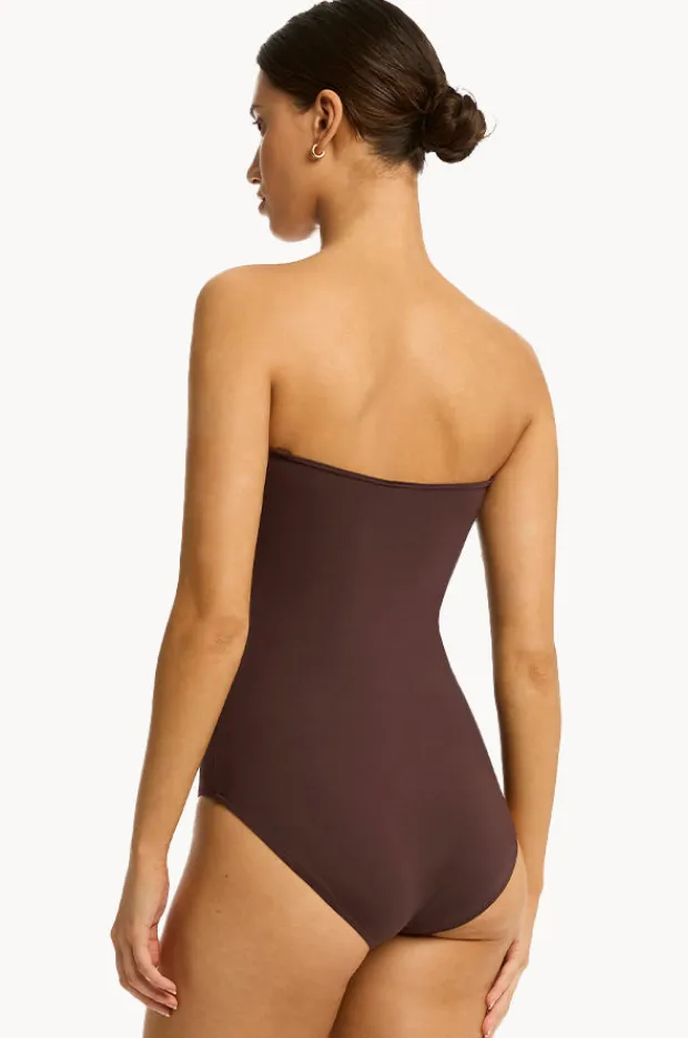 One Pieces|Sea Level Eco Essentials Twist Bandeau One Piece Cocoa