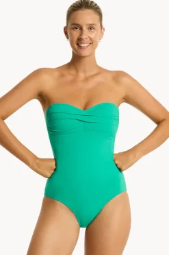 One Pieces|Sea Level Eco Essentials Twist Bandeau One Piece Evergreen