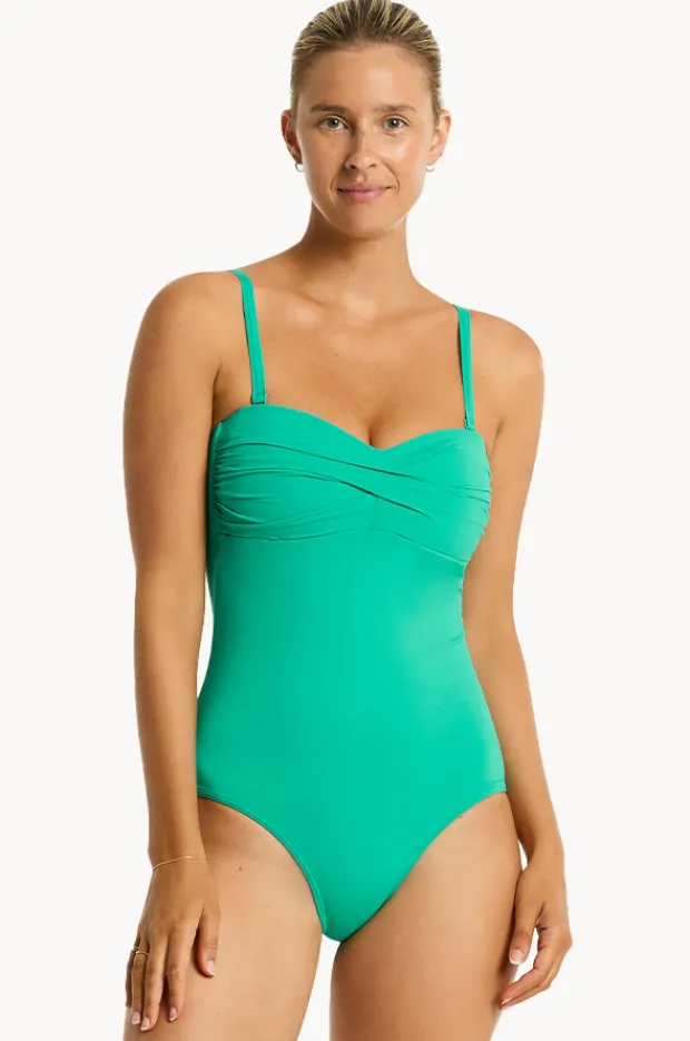 One Pieces|Sea Level Eco Essentials Twist Bandeau One Piece Evergreen