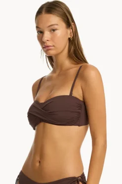 Bikini Tops|Sea Level Eco Essentials Twist Bandeau Cocoa