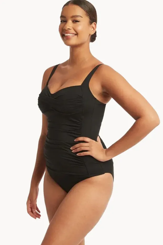 Tankini Tops|Sea Level Eco Essentials Twist Front Tankini Separate Black