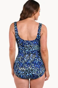 One Pieces|Maxine Electric Safari Shirred One Piece Blue/black