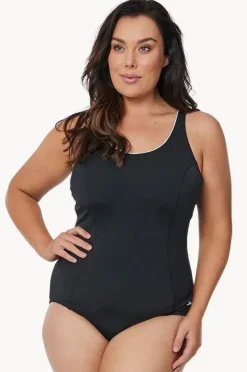 One Pieces|Speedo Endurance+ Concealed D Cup Tank One Piece Black/White