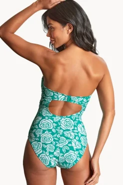One Pieces|Panache English Rose Tatiana G Cup Twist Bandeau One Piece Green