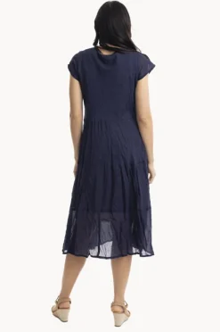 Dresses|Orientique Essentials Cotton Gauze Bias Dress Navy