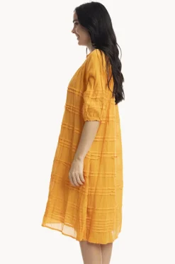 Dresses|Orientique Essentials Cotton Gauze Pleated Dress Orange