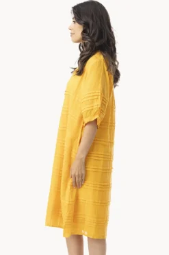 Dresses|Orientique Essentials Cotton Gauze Pleated Dress Saffron