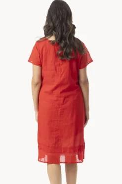 Dresses|Orientique Essentials Gauze Frill Hem Dress Red