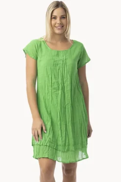 Dresses|Orientique Essentials Gauze Frill Hem Dress Green