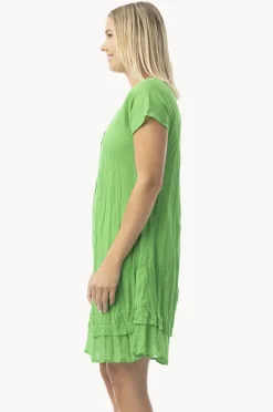 Dresses|Orientique Essentials Gauze Frill Hem Dress Green