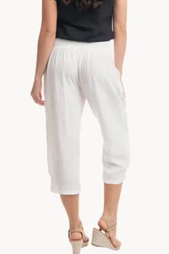 Pants|Orientique Essentials Linen 3/4 Pant White